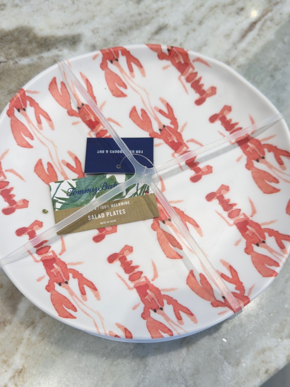 Tommy Bahama Melamine Lobster 8.5” Salad Plates Set of 4 New